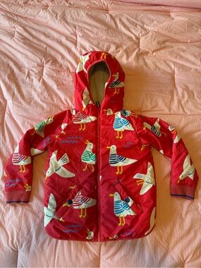Boden Kids Red Seagull Print Hooded Jacket